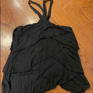 Black Ruffle Halter Top